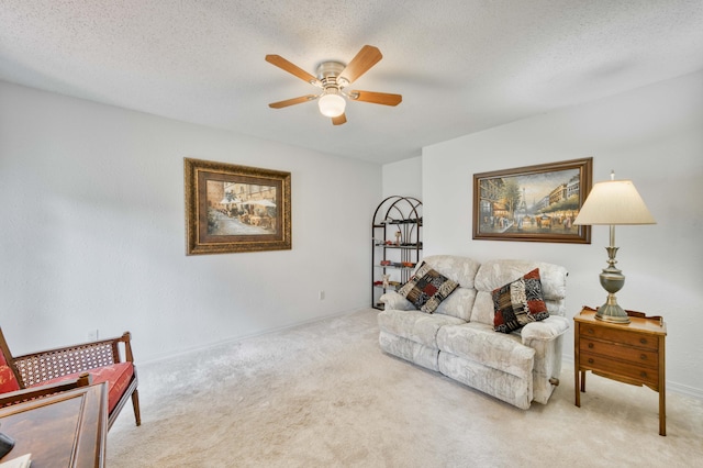 29 Trail Ridge Dr, Kimberling City, MO 65686 - carpeted living area featuring ceiling fan and a textured ceiling