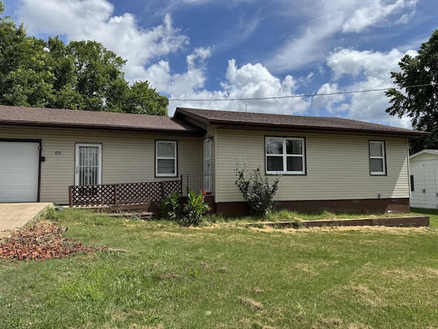 806 Lathrop Ave, Ava, MO 65608 - view of home's exterior with a garage, a lawn, and crawl space