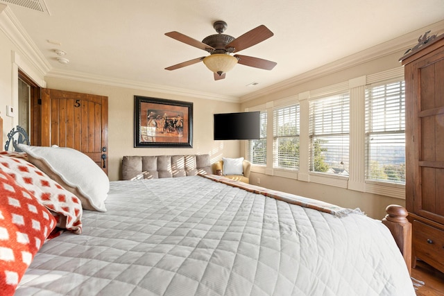 120 N 4th St, Branson, MO 65616 - bedroom with ornamental molding and a ceiling fan
