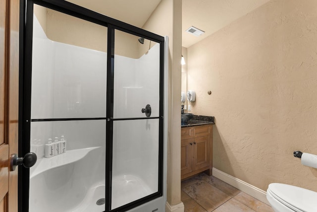 120 N 4th St, Branson, MO 65616 - full bathroom with a textured wall, a shower stall, and vanity