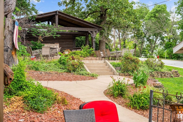 120 N 4th St, Branson, MO 65616 - view of yard featuring a gazebo and outdoor dining area