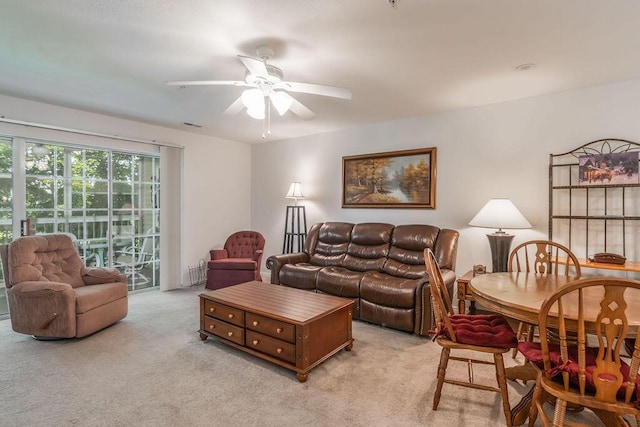 120 Spring Creek Ct Unit B1-U19, Branson, MO 65616 - living area featuring light colored carpet and a ceiling fan