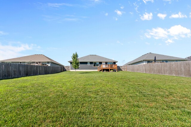 3891 N Spring Branch Ave, Springfield, MO 65803 - fenced backyard with a wooden deck and stairs
