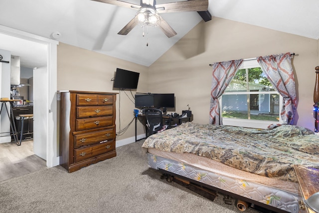 2019 N Rogers Ave, Springfield, MO 65803 - bedroom featuring lofted ceiling, carpet floors, an office area, and ceiling fan