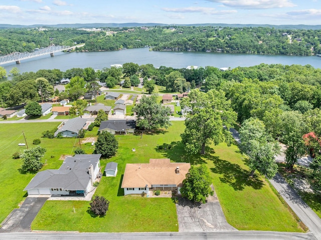 25720 Hillcrest Dr, Shell Knob, MO 65747 - aerial perspective of suburban area featuring a large body of water and a notable bridge