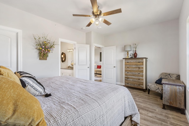 3011 N Vineyards Terrace Parkway Unit 1, 2, 3, 4, Branson, MO 65616 - bedroom with light wood-type flooring, ensuite bathroom, and ceiling fan