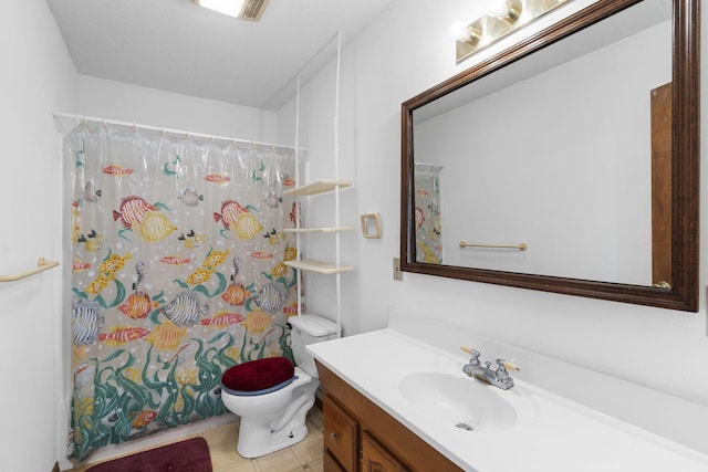 310 Turtle Cove Ln, Reeds Spring, MO 65737 - bathroom featuring vanity, curtained shower, and tile patterned flooring