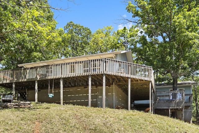 310 Turtle Cove Ln, Reeds Spring, MO 65737 - rear view of house with a wooden deck