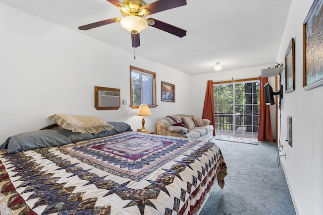 310 Turtle Cove Ln, Reeds Spring, MO 65737 - carpeted bedroom featuring a wall unit AC, access to outside, and a ceiling fan