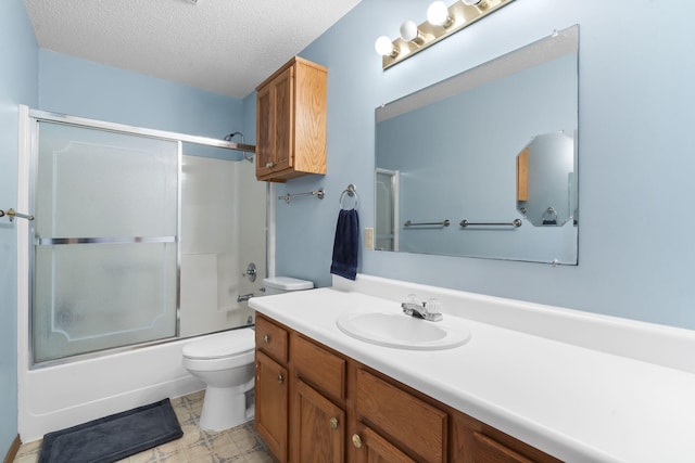 310 Turtle Cove Ln, Reeds Spring, MO 65737 - full bathroom with vanity, shower / bath combination with glass door, and a textured ceiling