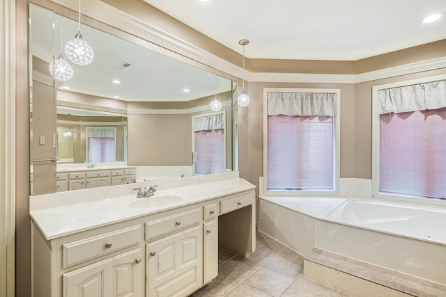 2347 E Nottingham St, Springfield, MO 65804 - full bathroom featuring vanity, a bath, and tile patterned flooring