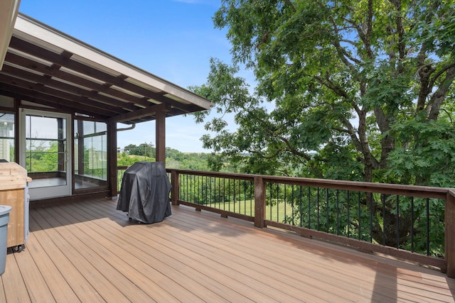 358 Spring View Pl, Reeds Spring, MO 65737 - wooden terrace with area for grilling