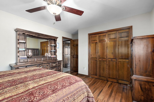 3141 E Raynell St Unit D, Springfield, MO 65804 - bedroom featuring dark wood-style floors and a ceiling fan
