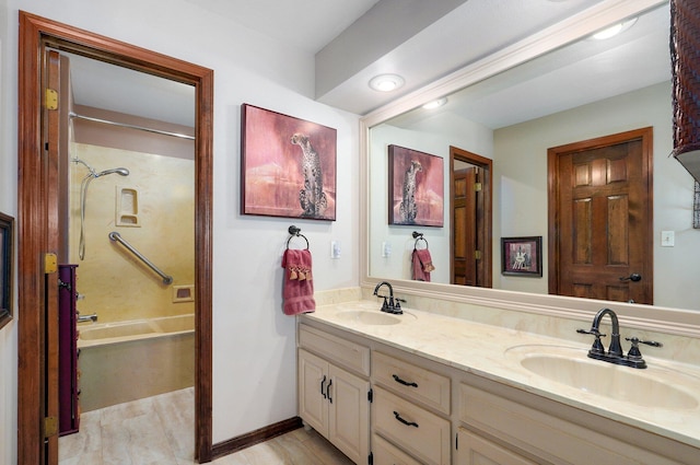 3141 E Raynell St Unit D, Springfield, MO 65804 - bathroom featuring shower / washtub combination and double vanity