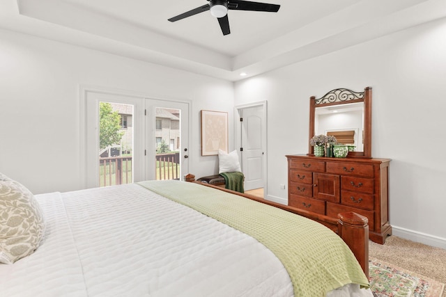 1303 E Eaglegate Pkwy, Springfield, MO 65804 - bedroom featuring access to outside, recessed lighting, ceiling fan, and light carpet