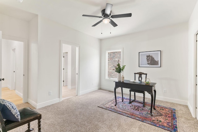 1303 E Eaglegate Pkwy, Springfield, MO 65804 - office area featuring light carpet and ceiling fan