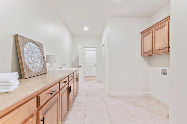 1303 E Eaglegate Pkwy, Springfield, MO 65804 - washroom with cabinet space, hookup for a washing machine, light tile patterned floors, and recessed lighting
