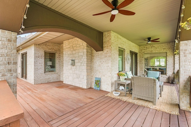 1303 E Eaglegate Pkwy, Springfield, MO 65804 - wooden terrace with a ceiling fan