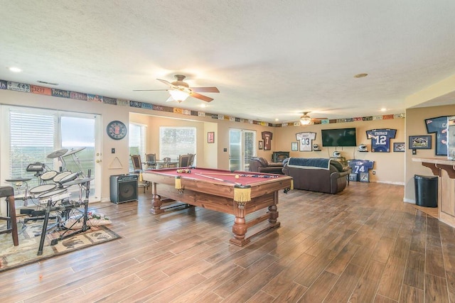 10626 W State Highway 76, Cape Fair, MO 65624 - playroom featuring billiards table, a ceiling fan, and wood finished floors