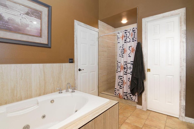 10626 W State Highway 76, Cape Fair, MO 65624 - full bathroom with a stall shower, a jetted tub, and tile patterned flooring