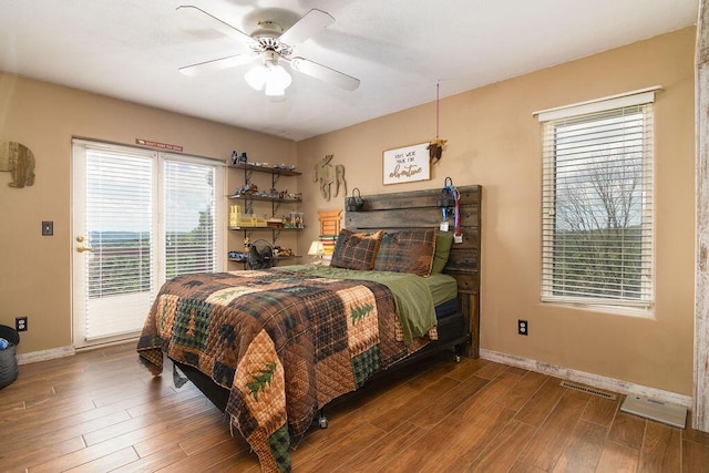 10626 W State Highway 76, Cape Fair, MO 65624 - bedroom featuring wood finished floors, access to exterior, and ceiling fan