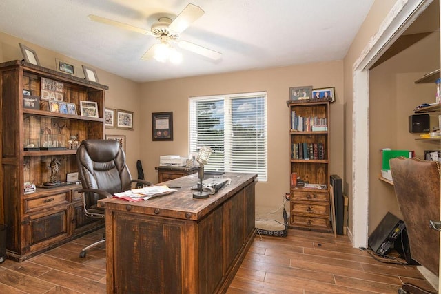 10626 W State Highway 76, Cape Fair, MO 65624 - home office featuring dark wood-type flooring and a ceiling fan