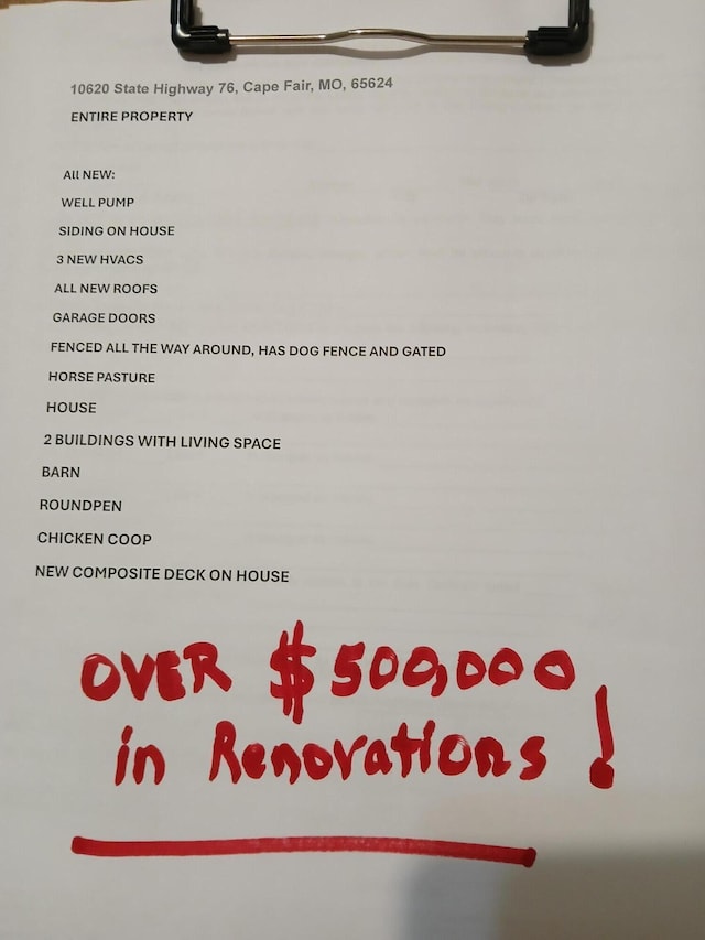 10626 W State Highway 76, Cape Fair, MO 65624 - view of a document