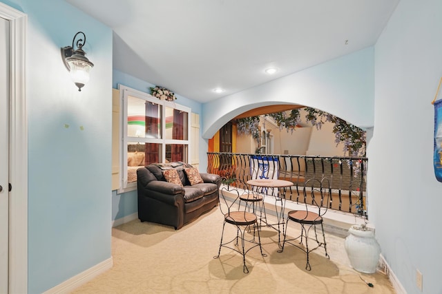 180 Grace Chapel Rd Unit 325, Blue Eye, MO 65611 - carpeted living room with arched walkways and recessed lighting