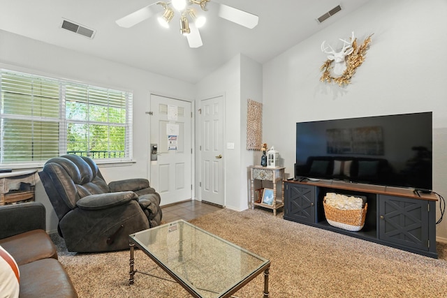 530 Spring Creek Ct Unit 5-10, Branson, MO 65616 - carpeted living room with ceiling fan
