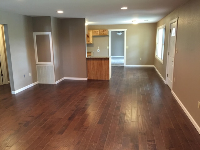 462 Campbell Point Rd, Shell Knob, MO 65747 - unfurnished living room with dark wood-style floors and recessed lighting