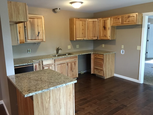 462 Campbell Point Rd, Shell Knob, MO 65747 - kitchen featuring light brown cabinetry, dark wood finished floors, and light stone countertops