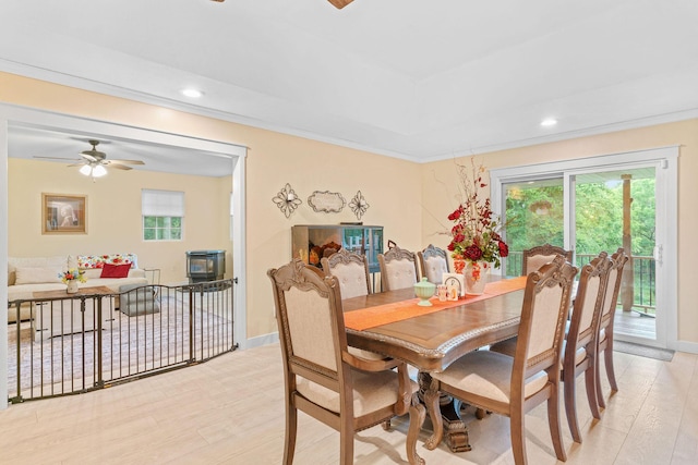 1850 E Farm Road 88, Springfield, MO 65803 - dining space featuring light wood-style floors, a ceiling fan, and recessed lighting