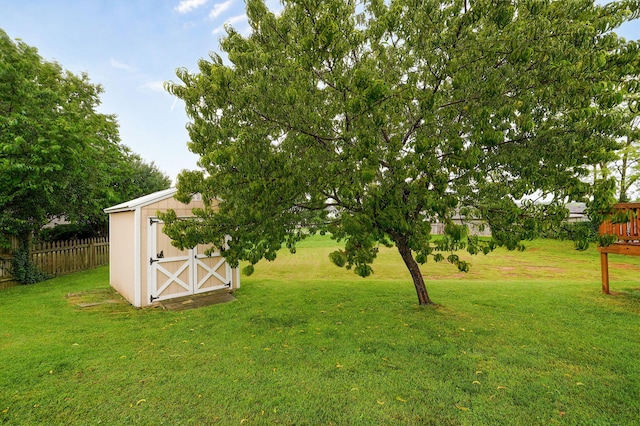 801 S Creekwood Ct, Nixa, MO 65714 - view of yard with a shed and a wooden deck