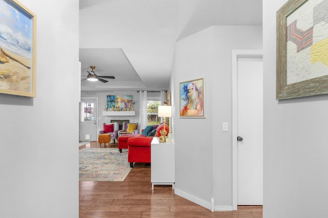 676 E Gallup Hill Rd, Nixa, MO 65714 - corridor with wood finished floors and a tray ceiling