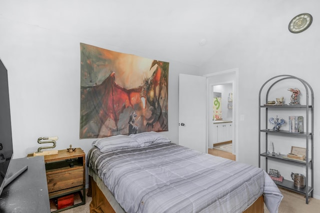 676 E Gallup Hill Rd, Nixa, MO 65714 - bedroom featuring lofted ceiling and light carpet