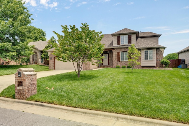 276 Steury Rd, Springfield, MO 65809 - view of front of house with driveway, a garage, brick siding, and a shingled roof