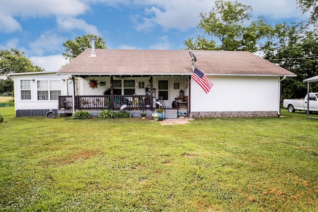 1950 N Crossway Rd, Fair Grove, MO 65648 - rear view of property with a lawn and covered porch