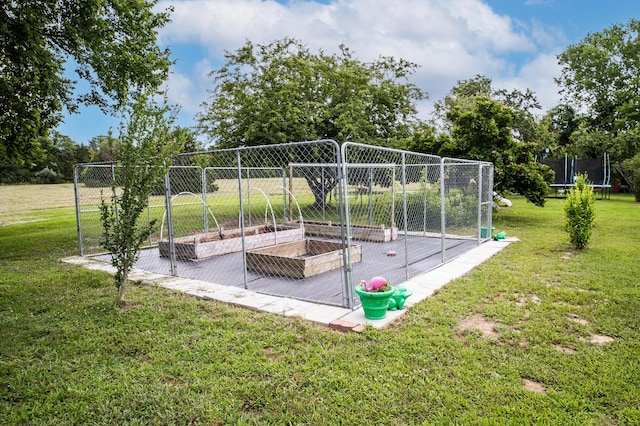 1950 N Crossway Rd, Fair Grove, MO 65648 - view of jungle gym featuring a trampoline and a lawn