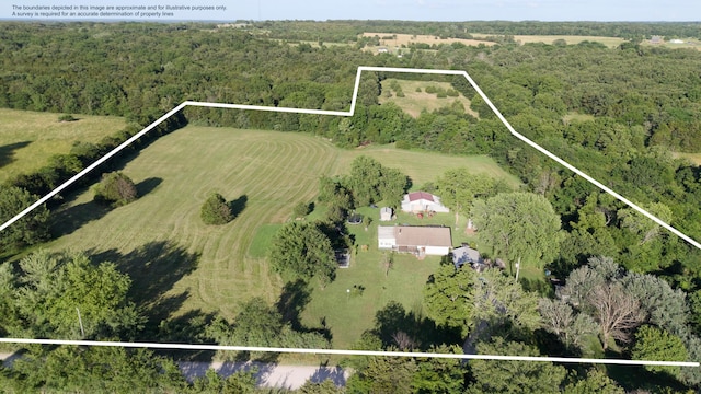 1950 N Crossway Rd, Fair Grove, MO 65648 - aerial view of sparsely populated area featuring property boundaries highlighted and a forest