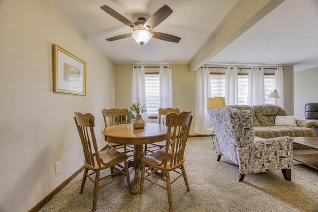 1650 S Fort Ave, Springfield, MO 65807 - dining space with carpet floors, ceiling fan, and plenty of natural light