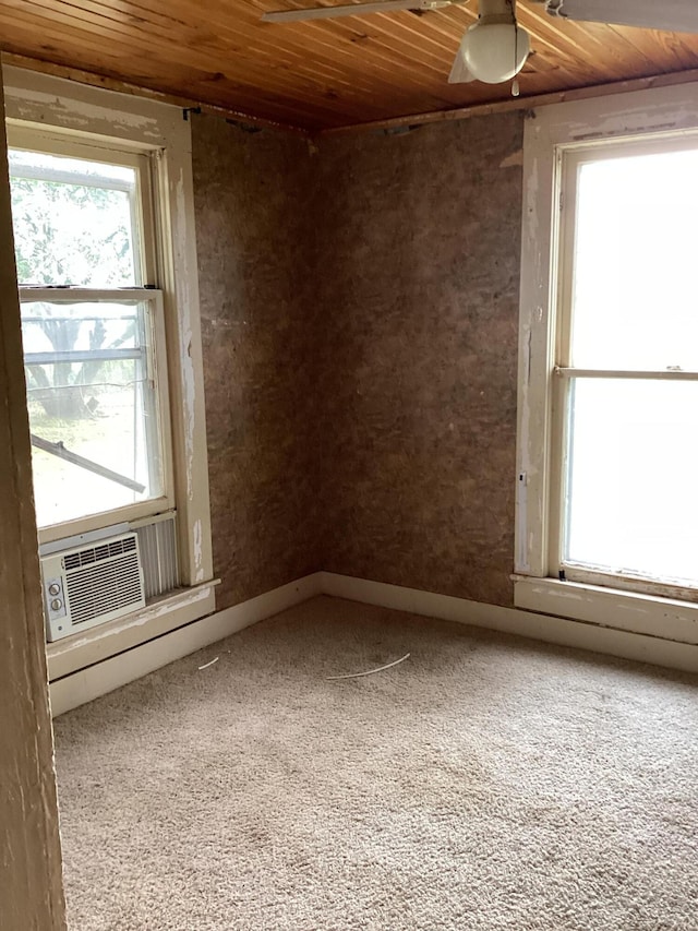 1231 W Main St, Fordland, MO 65652 - spare room with wood ceiling, healthy amount of natural light, carpet, and cooling unit