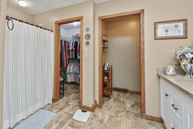 615 W Mchenry Ave, Billings, MO 65610 - bathroom with a spacious closet, a shower with shower curtain, and vanity