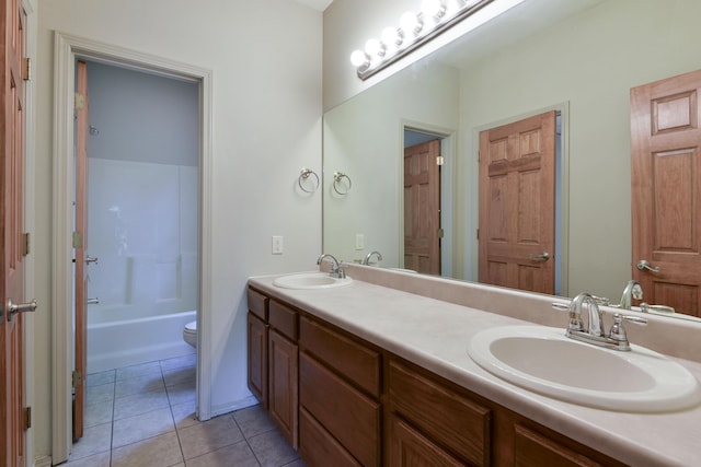 613 Crossing Dr, Branson West, MO 65737 - full bath featuring double vanity, tile patterned flooring, and shower / washtub combination