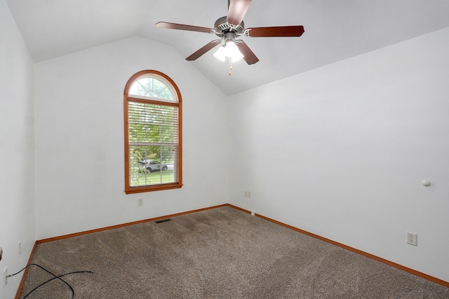 409 Ace Ct, Nixa, MO 65714 - carpeted empty room featuring lofted ceiling and a ceiling fan
