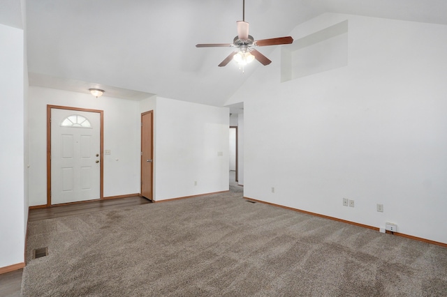 409 Ace Ct, Nixa, MO 65714 - unfurnished room featuring carpet flooring, ceiling fan, and high vaulted ceiling