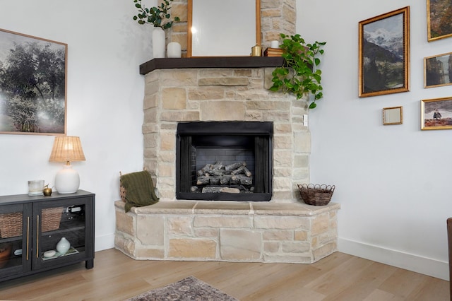 1373 E River Oak Dr, Springfield, MO 65803 - detailed view of wood finished floors and a stone fireplace