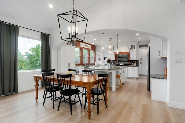 1373 E River Oak Dr, Springfield, MO 65803 - dining room featuring a chandelier, light wood-style flooring, plenty of natural light, and recessed lighting