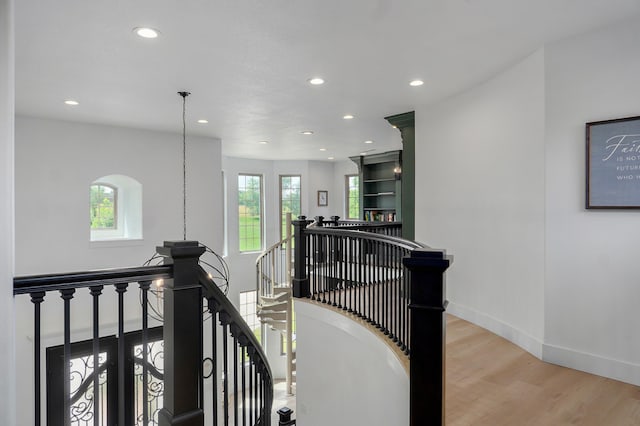 1373 E River Oak Dr, Springfield, MO 65803 - hallway featuring an upstairs landing, recessed lighting, and wood finished floors