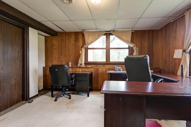 637 State Highway Kk, Cedar Creek, MO 65627 - office space with wooden walls, a drop ceiling, and light carpet