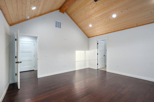753 S Elm Rd, Marshfield, MO 65706 - spare room with recessed lighting, wood ceiling, and dark wood-type flooring